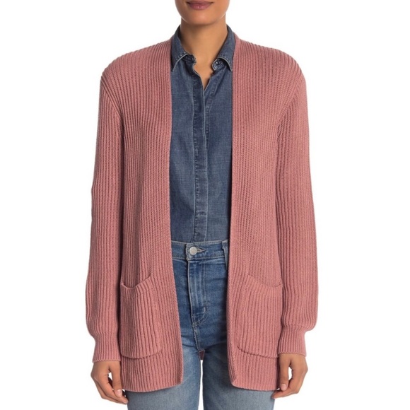 Madewell Sweaters - NWT Madewell Nolan Cozy Ribbed Cardigan in Dusty Mauve Pink 100% Cotton Size M